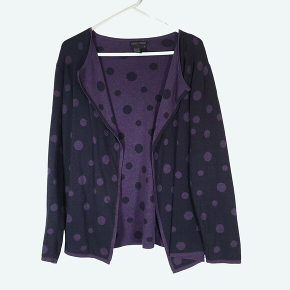 Nomadic Traders Purple Polka Dot Cotton Blend Open Front‎ Cardigan Small - Picture 1 of 5